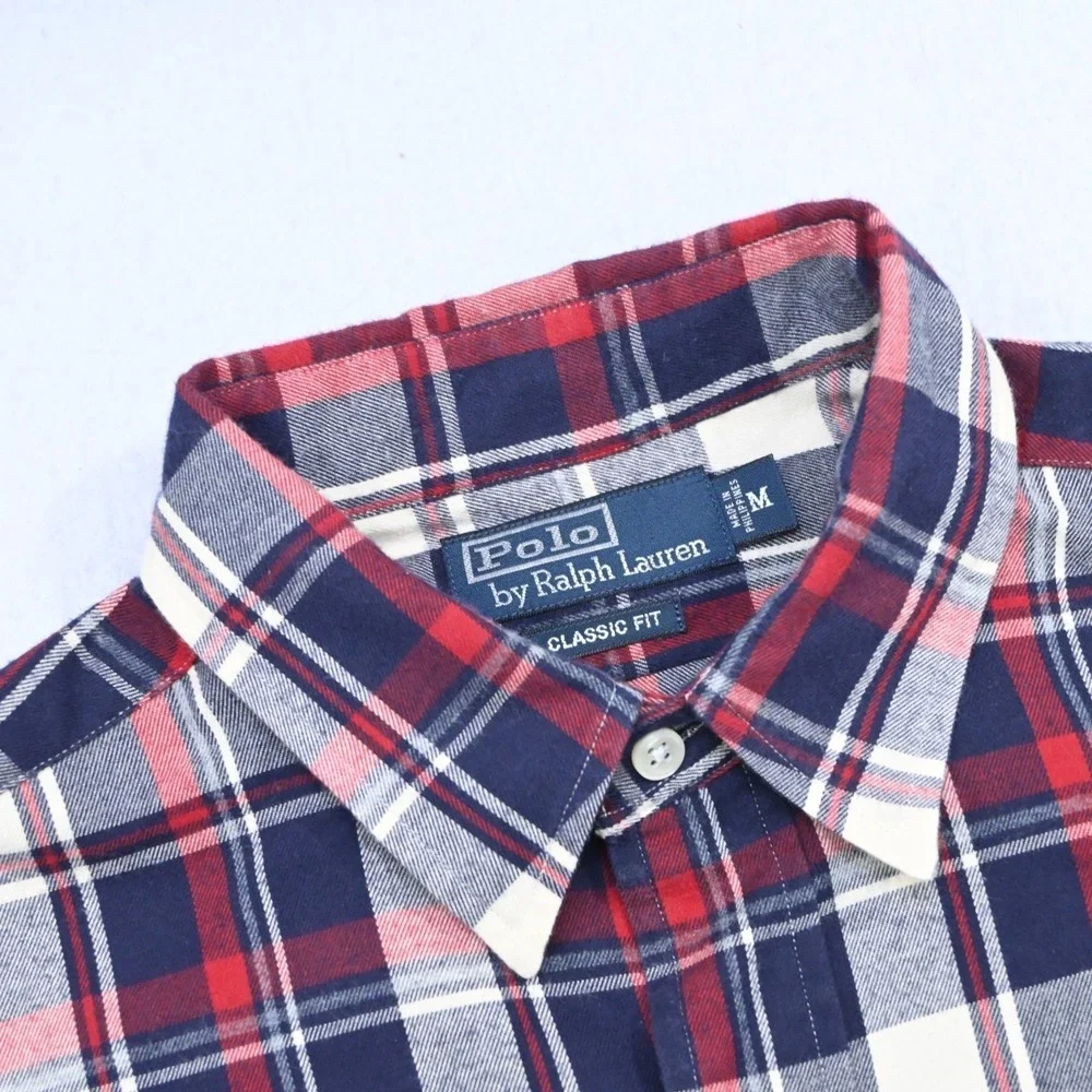 Polo Ralph Lauren Work Shirt Classic Fit Plaid Long Sleeve Button Up Mens Medium